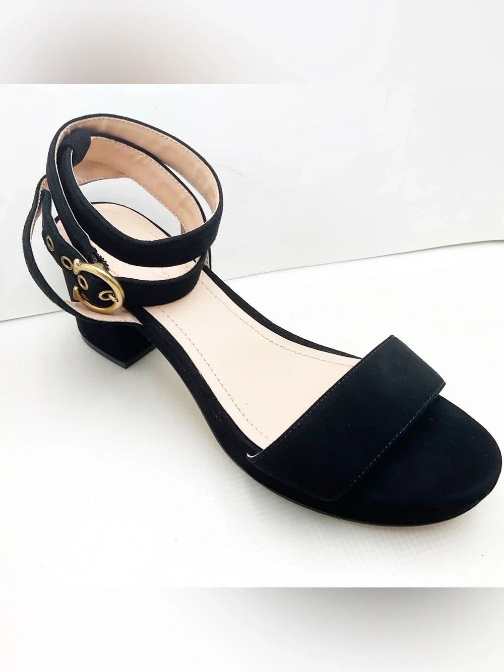 🆕{Coach} Serena Velvet Block Heel Sandals